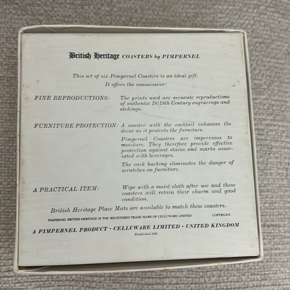 NEW Boxed Pimpernel British Heritage Coaster Set (6) | UK | Ivory, Gold Trim - Picture 2 of 11
